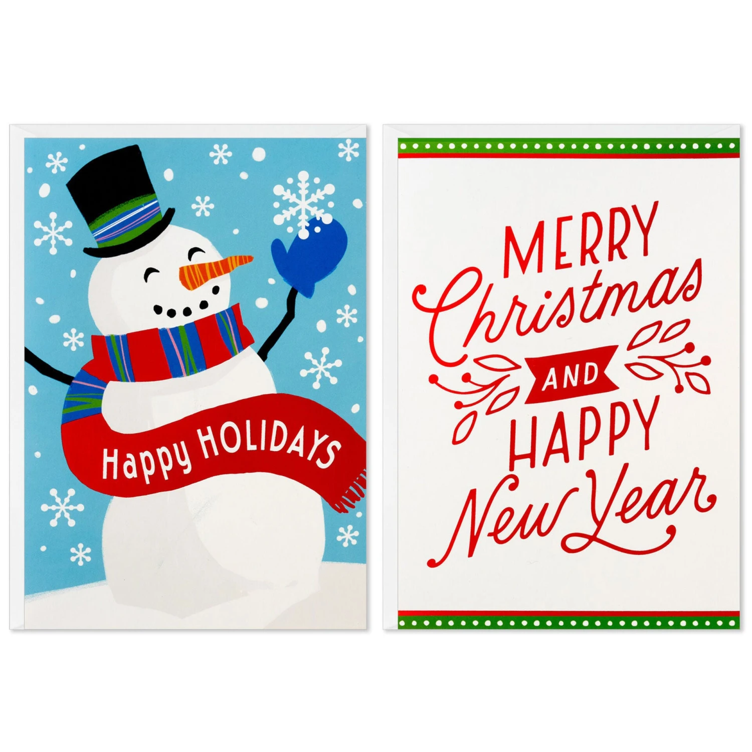 Hallmark Happy Snowman And Red Lettering Boxed Christmas Cards, Pack Of 40 - Image 2