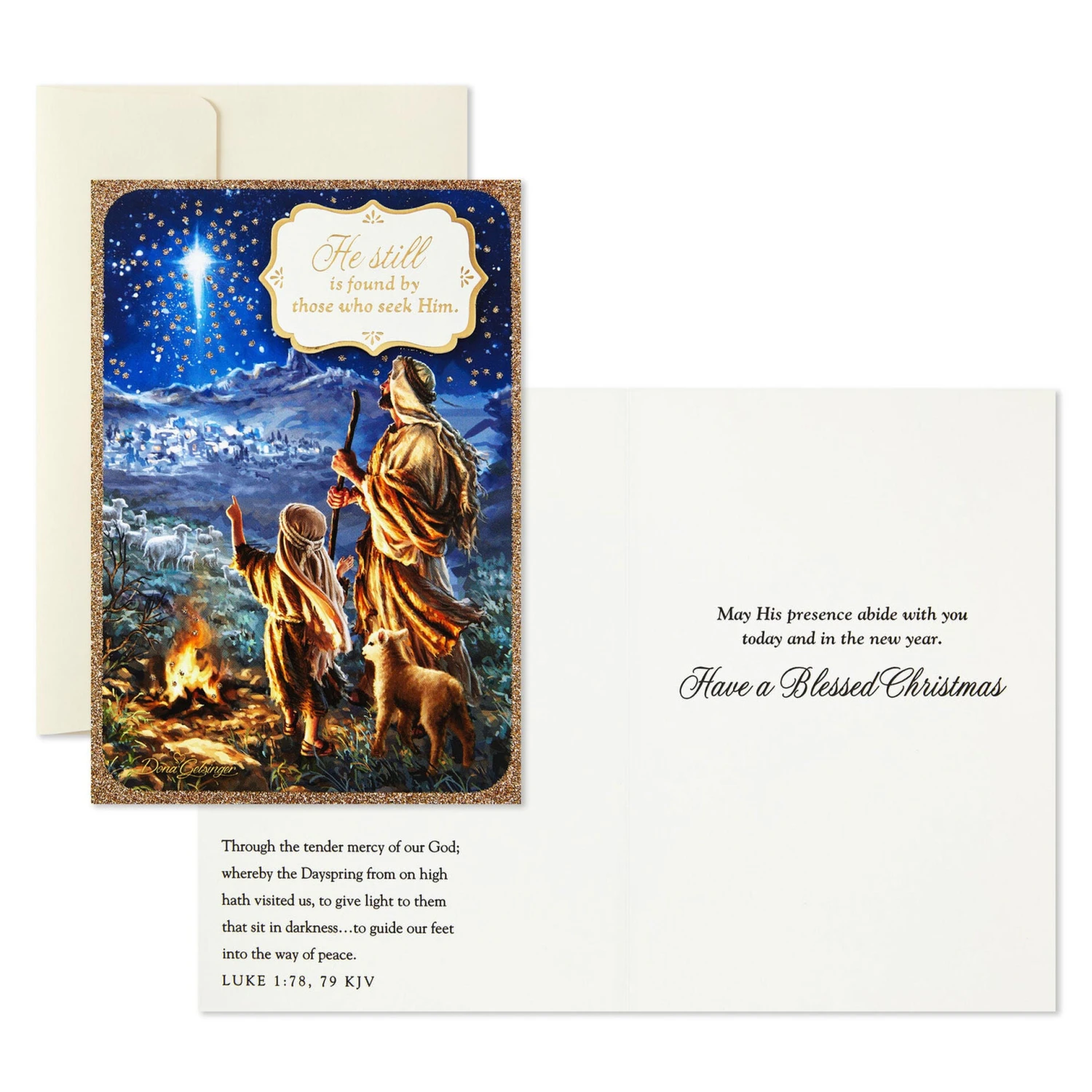 Hallmark Shepherds With Star Of Bethlehem Religious Boxed Christmas Cards, Pack Of 12 - Image 2