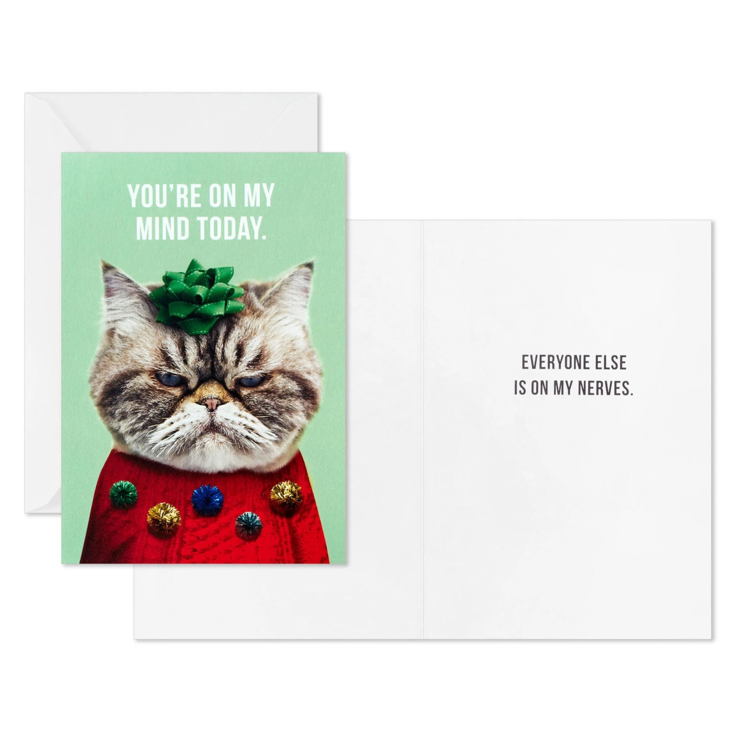 Hallmark Kevin The Cat In Holiday Sweater Boxed Christmas Cards, Pack Of 16 - Image 2