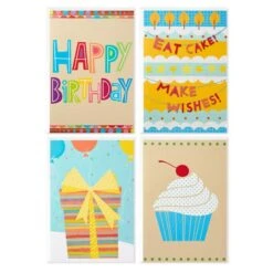 Colorful Assorted Birthday Cards, Pack Of 12