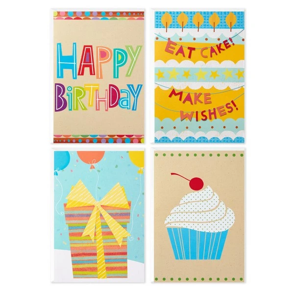 Colorful Assorted Birthday Cards, Pack Of 12