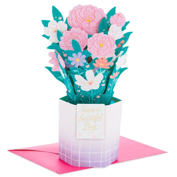 Hallmark Flower Bouquet Have A Beautiful Day 3D Pop-Up Card