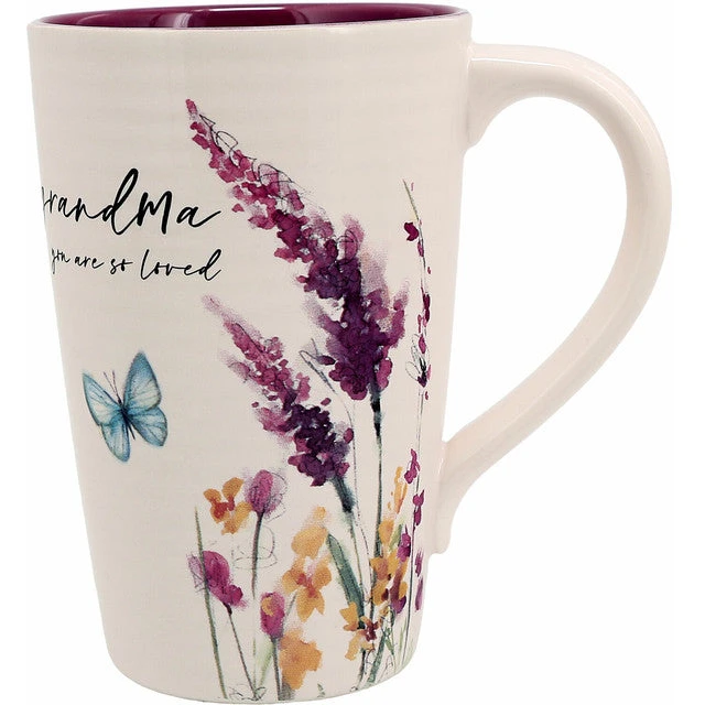Meadows Of Joy Butterfly Floral 17 Oz. Mug Grandma You Are So Loved