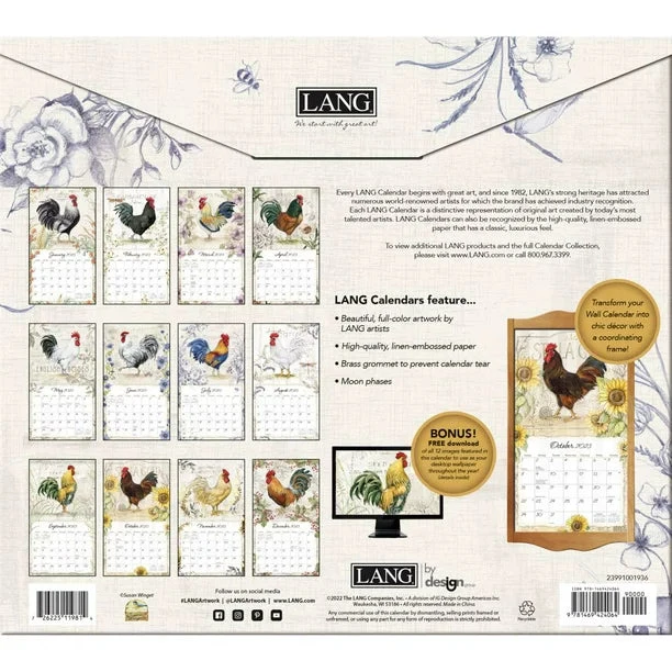 2024 Lang Wall Calendar Proud Rooster - Image 2