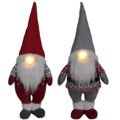 Standing Nordic Gnome With Light Up Nose, 27.5"
