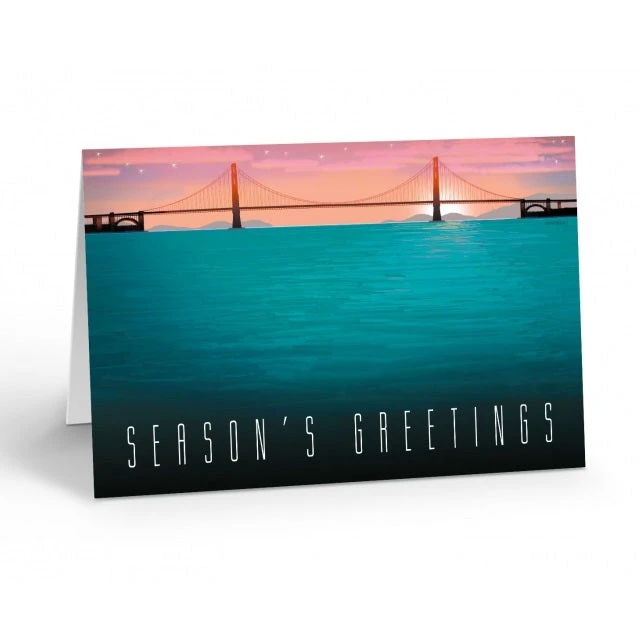 Golden Gate Bridge San Francisco Season's Greetings Boxed Christmas Cards Pack Of 18