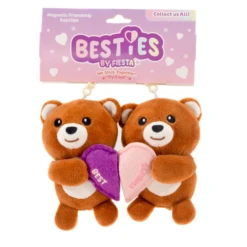 5.5" Besties Best Friends Brown Bears With Magnetic Heart Plush Stuffed Animal Clip