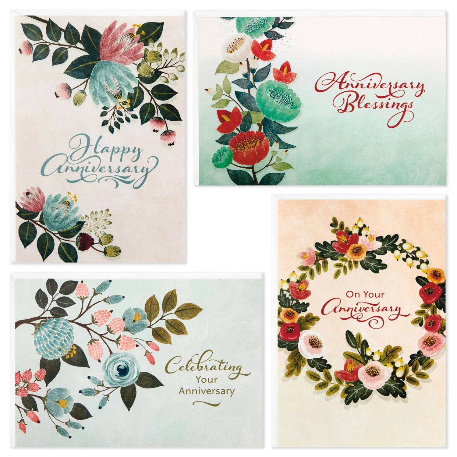 Hallmark DaySpring Floral Assorted Religious Anniversary Cards, Box Of 12