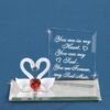Soul Mate Swans With Red Crystal Heart Glass Figurine
