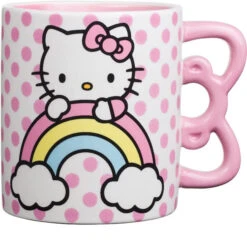 Hello Kitty Rainbow Pink Dots 20 Oz Mug With Sculpted Handle
