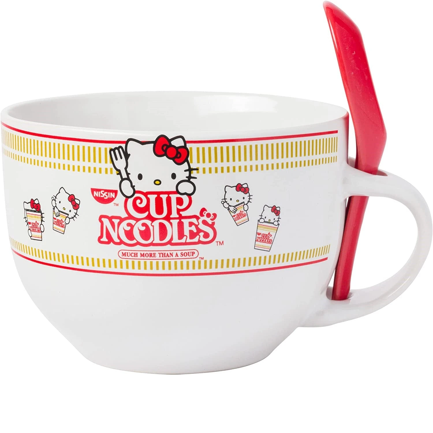 24 Oz. Hello Kitty Cup Noodles Ramen Soup Mug Red Spoon - Image 2