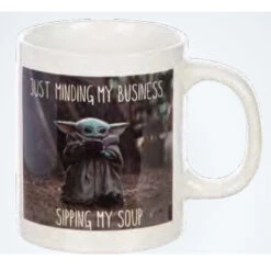 Star Wars The Mandalorian The Child Baby Yoda Grogu Just Minding My Business Sipping Soup 16 Oz. Ceramic Mug