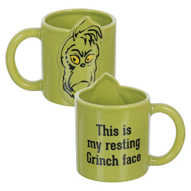 Dr. Seuss This Is My Resting Grinch Face 20 Oz. Bas Relief Ceramic Mug
