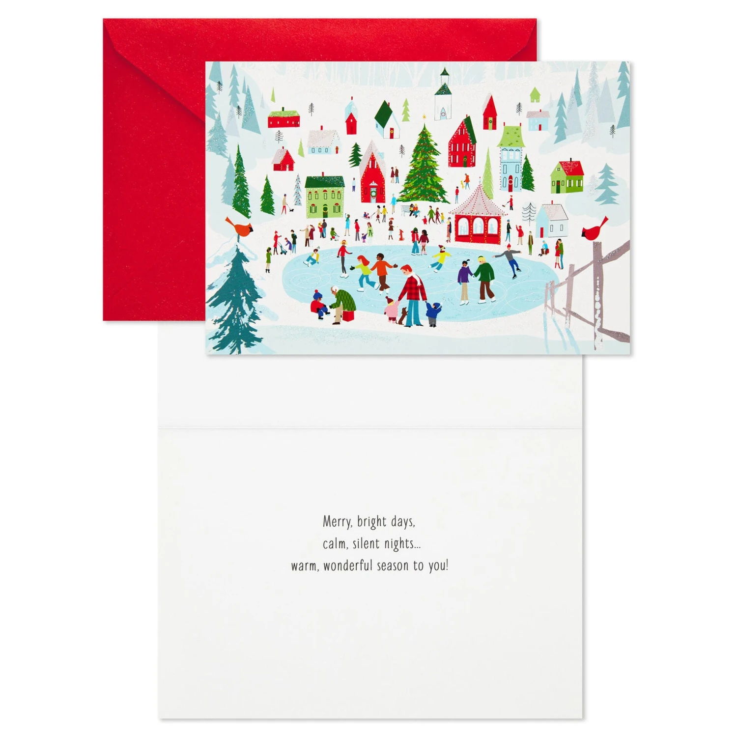 Hallmark Village Ice Skaters Boxed Christmas Cards, Pack Of 40 - Image 2