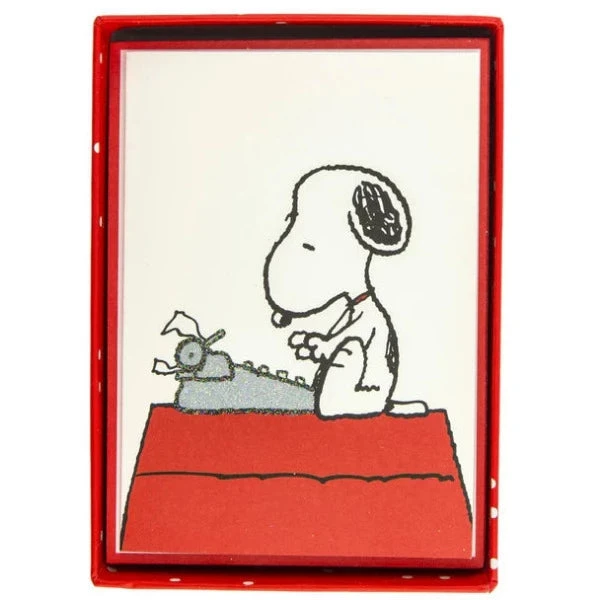 Snoopy With Typewriter Blank Boxed Notecard
