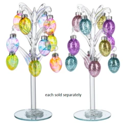 8" Handblown Easter Egg Tree With 12 Colorful Ornaments